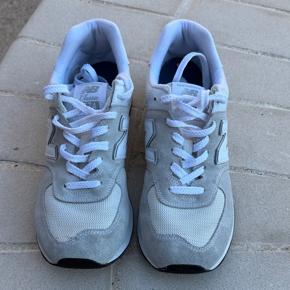 New Balance 574 Classic Gray and White Sneakers